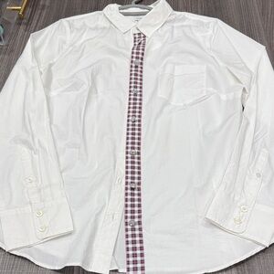 J. Crew Ivory and Burgundy Plaid Women's Button Down Shirt